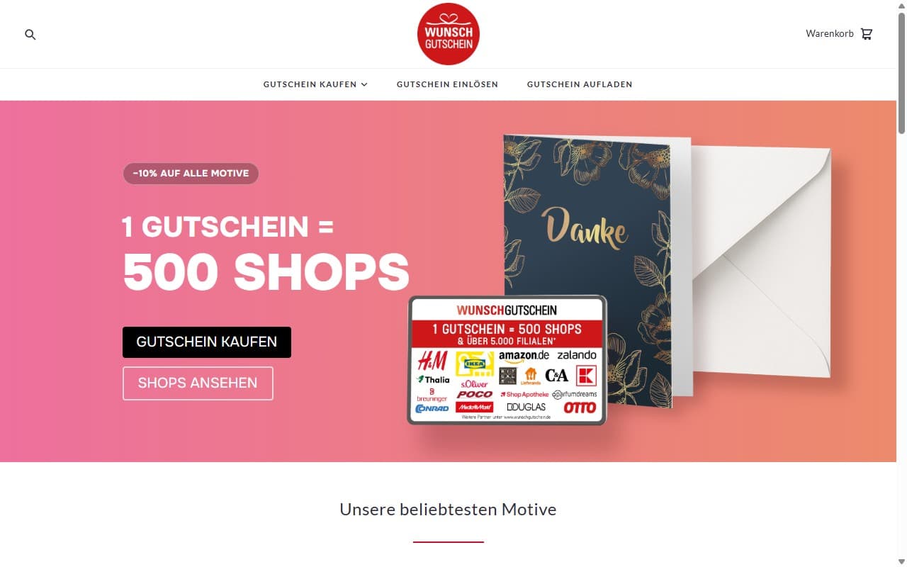 Wunschgutschein gift-card marketplace homepage